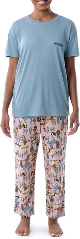 Wrangler Women's Short Sleeve Graphic Tee and Printed Pants Pajama Sleep Set in Saudi Arabia