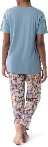 Wrangler Women's Short Sleeve Graphic Tee and Printed Pants Pajama Sleep Set in Saudi Arabia