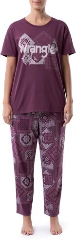Wrangler Women's Short Sleeve Graphic Tee and Printed Pants Pajama Sleep Set in Saudi Arabia