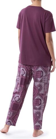 Wrangler Women's Short Sleeve Graphic Tee and Printed Pants Pajama Sleep Set in Saudi Arabia
