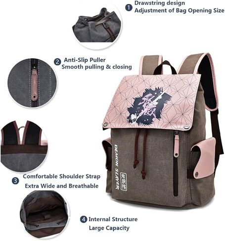 Japanese Anime Backpacks Canvas Shoulders bag 3D Print Daypack Backpack Laptops Back Pack for Anime Fans in Saudi Arabia