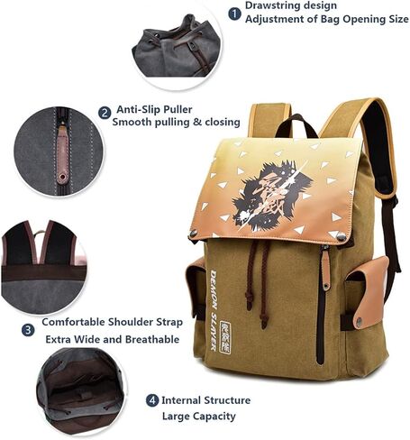 Lukvuzo انمي ياباني حقائب الظهر قماش حقيبة كتف ثلاثية الأبعاد طباعة Daypack حقيبة الظهر أجهزة الكمبيوتر المحمولة حزمة الظهر لمحبي أنيمي in Kuwait