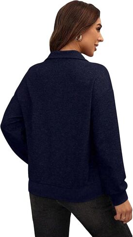 سويت شيرت نسائي كاجوال بأكمام طويلة وياقة طويلة من SweatyRocks وبلوزة علوية بنصف سحاب in Kuwait