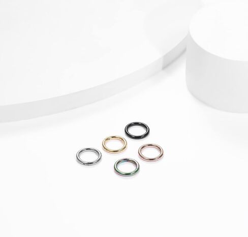 Oveta 5pcs Hoop Nose Ring 14G 16G 18G Surgical Steel Nose Ring Hinged Segment Ring Septum Ring Cartilage Daith Conch Earrings Hoop Piercing Jewelry, Gold Black Silver Rosegold Rainbow Colors in Kuwait