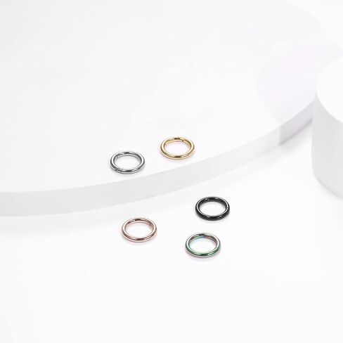 Oveta 5pcs Hoop Nose Ring 14G 16G 18G Surgical Steel Nose Ring Hinged Segment Ring Septum Ring Cartilage Daith Conch Earrings Hoop Piercing Jewelry, Gold Black Silver Rosegold Rainbow Colors in Kuwait