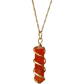 Amazing Gemstone Crystals and Healing Stones Carnelian Necklace - Gold Chain Necklace Pendant - Real Crystal Necklace
