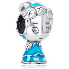 MITSOKU Princess Charms in 925 Sterling Silver with Blue Enamel for Bracelets in Saudi Arabia
