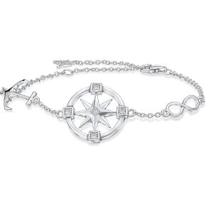 Art and Molly 925 Solid Sterling Silver Compass Rose Bracelet Jewelry for Travel or Long Distance for Women in Saudi Arabia