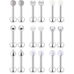 SCERRING 14 مقياس الخد خواتم ثقب واضح تشيكوسلوفاكيا اللسان الدائري هيئة ثقب المجوهرات التجنيب 16 مللي متر 5/8 بوصة 18 قطعة in Kuwait