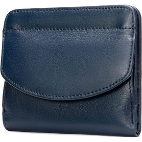EutDett Small Leather Wallet for Women, Ultra Thin Women’s Wallets Bifold, Slim Compact Ladies Wallet with Coin Pocket Purse(Dark Blue)