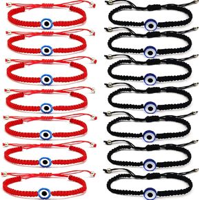 mozaka 14-18pcs أساور العين الشريرة للنساء الرجال 7 عقدة أساور محظوظة اليدوية مضفر الأحمر سلسلة سوار قابل للتعديل الأسرة الصداقة زوجين حماية تميمة سوار in Kuwait