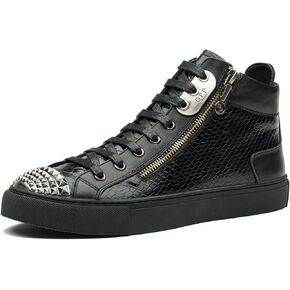OPP Metallic Fashion Shoes for Men High-top Luxury Casual Lace-Up Leather Sneakers Men Designer