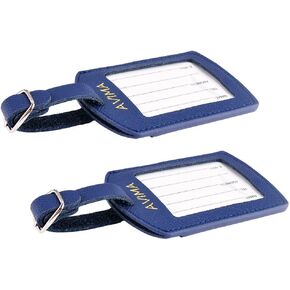 AVIMA Luxury Handcrafted Saffiano Leather Travel Suitcase Luggage Bag Tags 2pcs Set