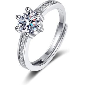 T Brand AAA+ Cubic Zirconia Adjustable Wedding Band Engagement Rings for Women Gifts for Valentines Day