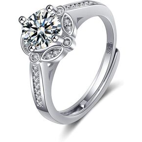 T Brand AAA+ Cubic Zirconia Adjustable Wedding Band Engagement Rings for Women Gifts for Valentines Day in Kuwait