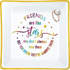 Vidalenta Ceramic Ring Dish Jewelry Tray Gifts for Good Friends - The Best Birthday, Wedding, Christmas, Graduation Gifts for Women Female Girls Friends Sisters(Colorful Blessings, Friends) in Saudi Arabia
