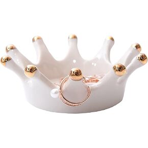 Ceramic Golden Crown Ring Holder Dish Jewelry Tray Trinket Stand for Earring Neacklace Bracelet Keys in Kuwait