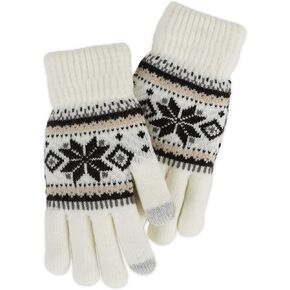 قفازات Hadley Wren النسائية المريحة من Fair Isle ناعمة وقطيفة، مبطنة للحفاظ على دفء الأيدي الباردة في الطقس الشتوي