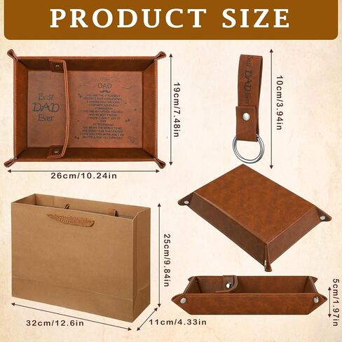 Landical Best Dad Ever Birthday Gifts for Dad PU Leather Tray and Keychain Dad Gifts from Daughter New Dad Gifts for Husband from Wife with Kraft Bag for Men Father Daddy Christmas Office Party Gifts in Kuwait