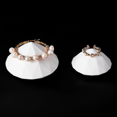 DELORIGIN 2pcs Gesso Jewelry Display Holder Stand Plaster White Diamond Shape Jewelry Tray Bracelet Holder Accessories Storage for Necklace Ring Bracelets Home Decor Photography Props in Saudi Arabia
