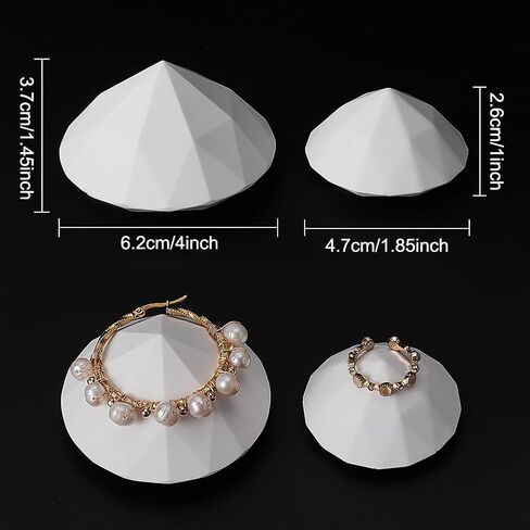 DELORIGIN 2pcs Gesso Jewelry Display Holder Stand Plaster White Diamond Shape Jewelry Tray Bracelet Holder Accessories Storage for Necklace Ring Bracelets Home Decor Photography Props in Saudi Arabia
