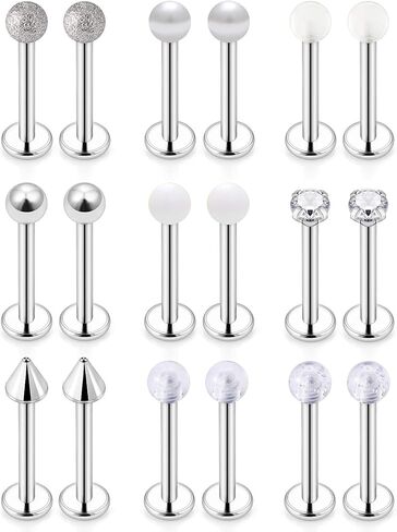 SCERRING 14 مقياس الخد خواتم ثقب واضح تشيكوسلوفاكيا اللسان الدائري هيئة ثقب المجوهرات التجنيب 16 مللي متر 5/8 بوصة 18 قطعة in Kuwait