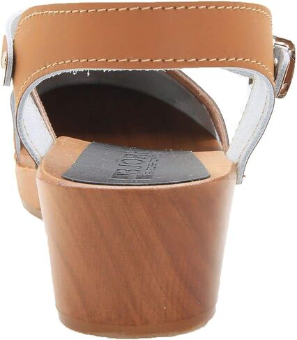 BJORK Swedish Comfort Women's Mila Low Heel Wooden Clog Sandals - (Brown Combo EU-37) in Saudi Arabia
