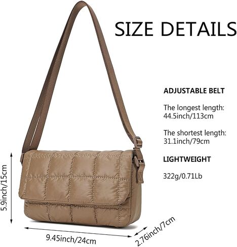 Quilted Crossbody Bags for Women Trendy Flap Saddle Purses Lightweight Nylon Side Shoulder Hand Bag with Adjustable Strap in Kuwait