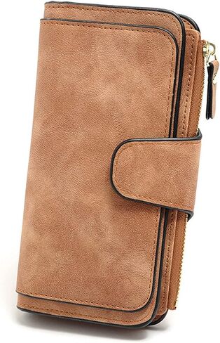 Long Wallet for Women, Women Bifold Wallet, Large Trifold Clutch Wallet for Women Extra Capacity, Medium Size Fashion Pu Leather Wallet (Black) in Kuwait