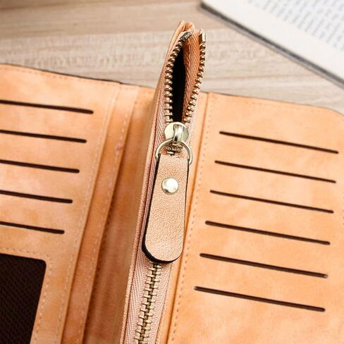 Long Wallet for Women, Women Bifold Wallet, Large Trifold Clutch Wallet for Women Extra Capacity, Medium Size Fashion Pu Leather Wallet (Black) in Kuwait