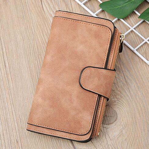 Long Wallet for Women, Women Bifold Wallet, Large Trifold Clutch Wallet for Women Extra Capacity, Medium Size Fashion Pu Leather Wallet (Black) in Kuwait