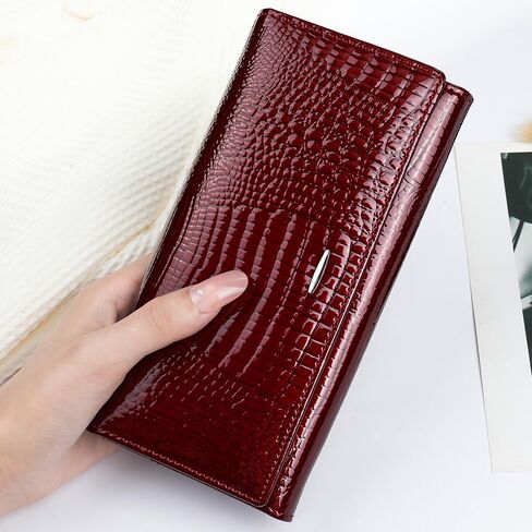 GHUHUALX Women's Wallets Stylish Genuine Leather Women's Tri-Fold Wallet - Slim & Multi-Color Card Holder Clutch Purse (Burgundy) in Saudi Arabia