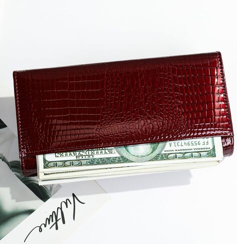 GHUHUALX Women's Wallets Stylish Genuine Leather Women's Tri-Fold Wallet - Slim & Multi-Color Card Holder Clutch Purse (Burgundy) in Saudi Arabia