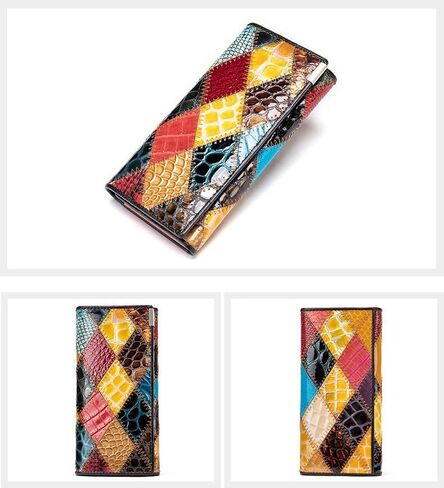 GHUHUALX Women's Wallets Stylish Genuine Leather Women's Tri-Fold Wallet - Slim & Multi-Color Card Holder Clutch Purse (Burgundy) in Saudi Arabia
