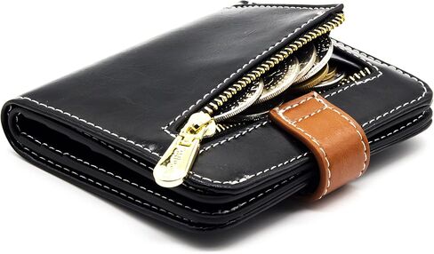 ANDOILT محافظ صغيرة للنساء جيب ثنائي الطي مدمج RFID حجب محفظة جلدية أصلية محفظة صغيرة مع نافذة لبطاقة الهوية وجيب للعملات المعدنية باللون البني in Kuwait