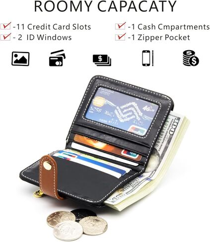 ANDOILT محافظ صغيرة للنساء جيب ثنائي الطي مدمج RFID حجب محفظة جلدية أصلية محفظة صغيرة مع نافذة لبطاقة الهوية وجيب للعملات المعدنية باللون البني in Kuwait