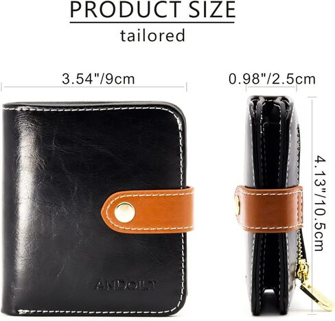 ANDOILT محافظ صغيرة للنساء جيب ثنائي الطي مدمج RFID حجب محفظة جلدية أصلية محفظة صغيرة مع نافذة لبطاقة الهوية وجيب للعملات المعدنية باللون البني in Kuwait