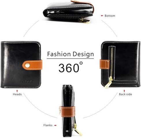 ANDOILT محافظ صغيرة للنساء جيب ثنائي الطي مدمج RFID حجب محفظة جلدية أصلية محفظة صغيرة مع نافذة لبطاقة الهوية وجيب للعملات المعدنية باللون البني in Kuwait
