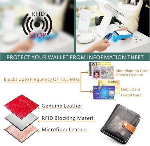 ANDOILT محافظ صغيرة للنساء جيب ثنائي الطي مدمج RFID حجب محفظة جلدية أصلية محفظة صغيرة مع نافذة لبطاقة الهوية وجيب للعملات المعدنية باللون البني in Kuwait