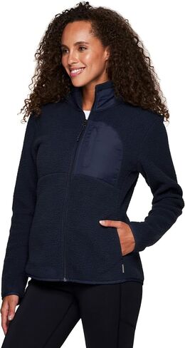 Avalanche Women's Fleece Jacket Mock Neck Zip Up Sherpa Jacket With Zip Pocket in Saudi Arabia