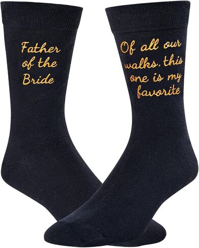 HAPPYPOP Funny Father Of The Bride Gifts for Father in Law Funny Wedding Dress Socks Golden in Kuwait