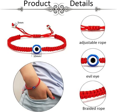 mozaka 14-18pcs أساور العين الشريرة للنساء الرجال 7 عقدة أساور محظوظة اليدوية مضفر الأحمر سلسلة سوار قابل للتعديل الأسرة الصداقة زوجين حماية تميمة سوار in Kuwait