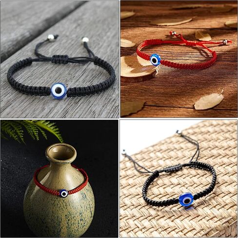 mozaka 14-18pcs أساور العين الشريرة للنساء الرجال 7 عقدة أساور محظوظة اليدوية مضفر الأحمر سلسلة سوار قابل للتعديل الأسرة الصداقة زوجين حماية تميمة سوار in Kuwait