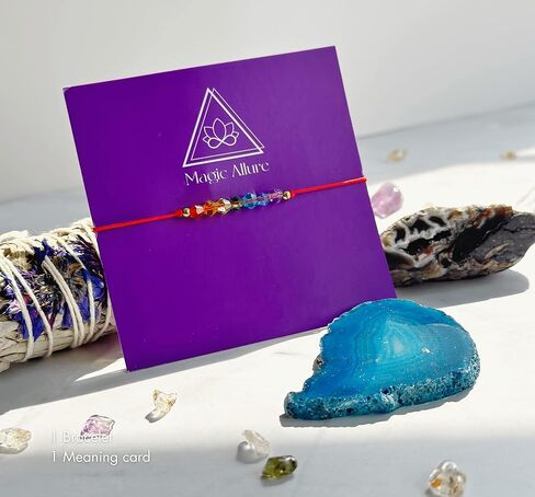 Magic Allure 7 Chakra bracelet Handmade Red Cord with crystal beads. Perfect for spiritual balance, healing and aligning energy. Yoga Gifts. Adjustable Cord for Adults, Women and Men. in Saudi Arabia