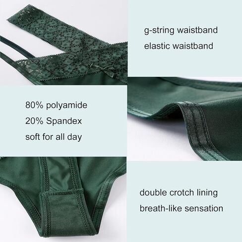 ملابس داخلية بيكيني من الدانتيل للنساء من GERUISI، ملابس داخلية من الحرير الجليدي بدون خياطة على شكل حرف G، 5 قطع in Kuwait