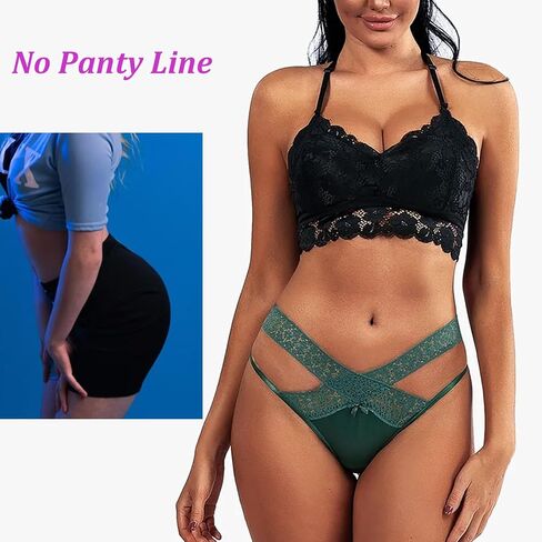 ملابس داخلية بيكيني من الدانتيل للنساء من GERUISI، ملابس داخلية من الحرير الجليدي بدون خياطة على شكل حرف G، 5 قطع in Kuwait
