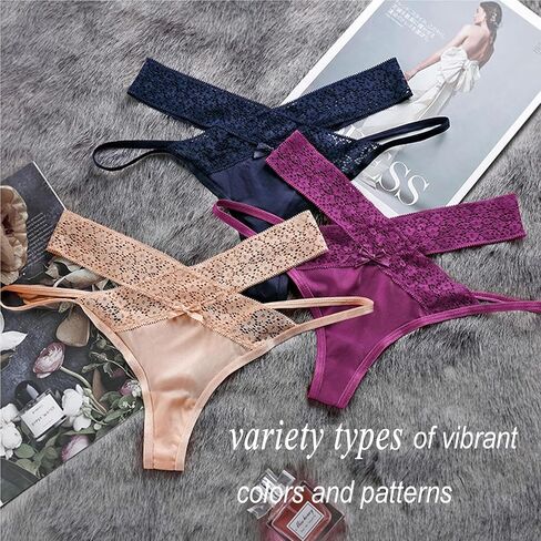 ملابس داخلية بيكيني من الدانتيل للنساء من GERUISI، ملابس داخلية من الحرير الجليدي بدون خياطة على شكل حرف G، 5 قطع in Kuwait