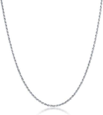 MAZZERI Rhodium Plated 925 Sterling Silver 1.3mm, 1.6mm, 2mm, 3mm Italian Rope Chain Necklace 16" - 24" in Saudi Arabia