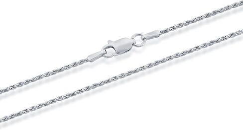 MAZZERI Rhodium Plated 925 Sterling Silver 1.3mm, 1.6mm, 2mm, 3mm Italian Rope Chain Necklace 16" - 24" in Saudi Arabia