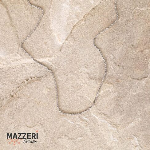 MAZZERI Rhodium Plated 925 Sterling Silver 1.3mm, 1.6mm, 2mm, 3mm Italian Rope Chain Necklace 16" - 24" in Saudi Arabia